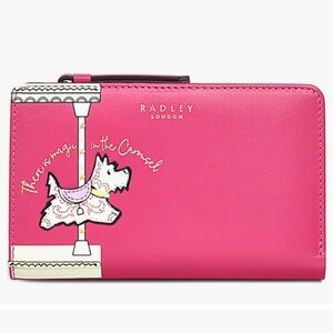 Radley London Magic Carousel Pink Medium Leather Bifold Wallet New